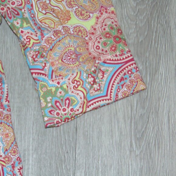 Charter Club Womens Long Sleeve Blouse Top Large Cotton Multicolor Paisley - Picture 4 of 9